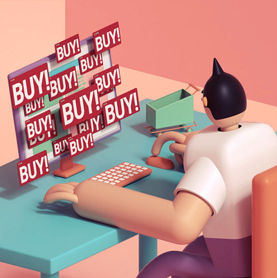 Buy Nothing Day 3d aftereffects animation blackfriday buy character characterdesign cinema 4d cinema4d octane