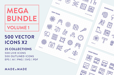 Line Icons – Mega Bundle Vol 1 branding dashboard design flat icons graphic design icon icons icons design logo social media startup icon