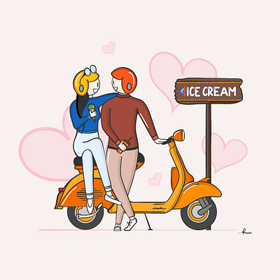 Ice Cream Date adobe draw date illustration love vector