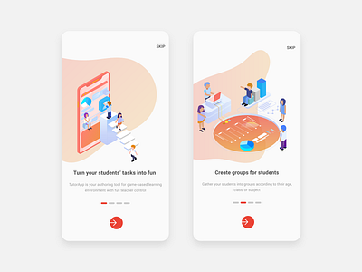 Teaching Onboarding Screens adobe xd app illustration onboarding onboarding screens orange teaching ui user experience user interface ux vector xd design