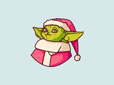 Merry Christmas from Baby Yoda baby yoda christmas icon design illustration mandalorian merry christmas santa starwars vector yoda