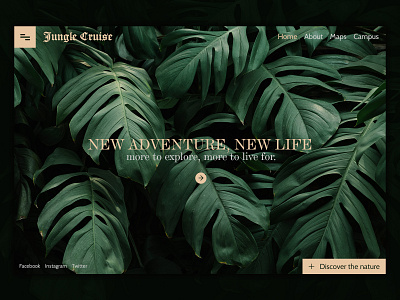 Jungle Cruise cruise forest green theme green ui jungle jungle cruise jungle ui leaves nature safari web design web ux webpage website ui