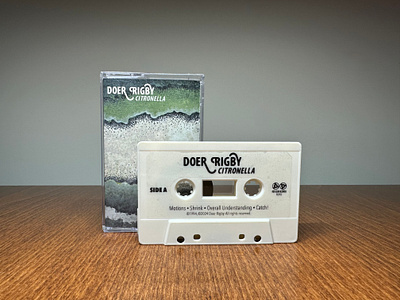 Doer Rigby cassette art and layout cassette packaging graphic design logo typography watercolor