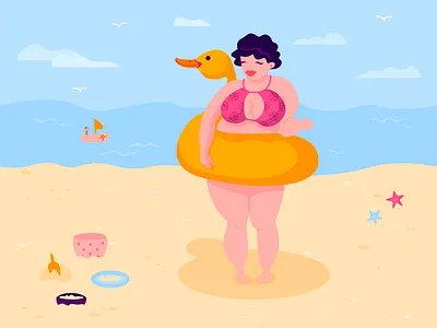 Summer vibes adobe illustrator fun illustration sea summer vector woman