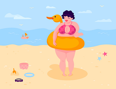 Summer vibes adobe illustrator fun illustration sea summer vector woman