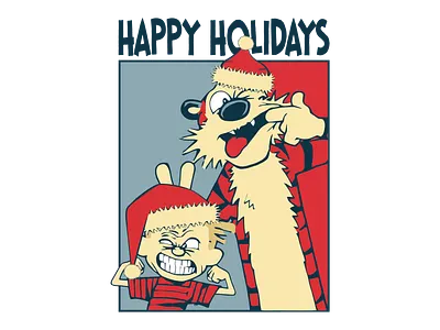 Calvin & Hobbes - Happy Holidays calvin and hobbes cartoon happy holidays illustraion illustration