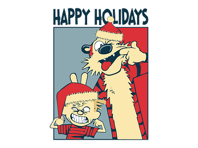 Calvin & Hobbes - Happy Holidays calvin and hobbes cartoon happy holidays illustraion illustration