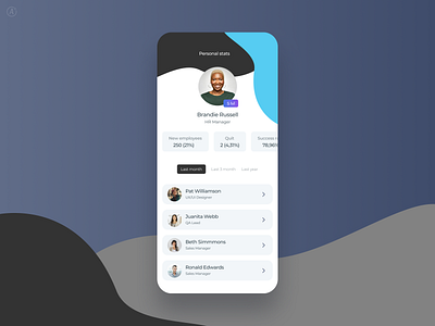 HR app app applicaiton clean hr hr software inspiration mobile mobile app profile stats ui ux