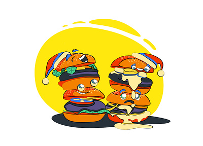 Happy burger 2d animation burger character flat illustration