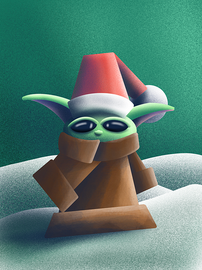 Have a Hola-Yoda Christmas! baby yoda depth illustration mandalorian procreate starwars texture yoda