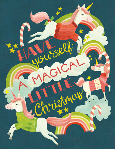 Magical Little Christmas art licensing childrens book illustration childrens books childrens illustration greeting card holiday art kidlitart stationery design unicorns whimsical