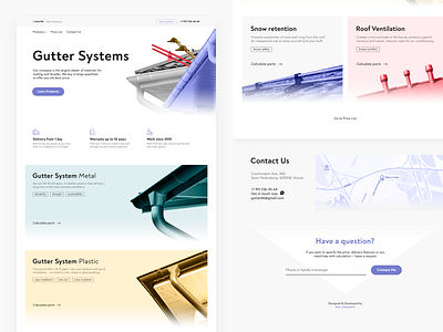 Gutter Systems Landing Page cards collage engineer engineering landing landing page minimalist web deisgn website white