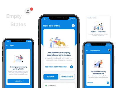 Budget App Empty States - Fintech App UX UI Design app bank budget clean dark design ecommerce empty emptystate finance fintech illustrations interaction ios minimal onboarding product design state ui ux