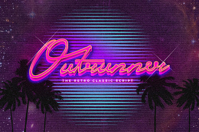 Outrunner Retro Script Font 1980s 80s 80s style branding california design font font design fonts graphic design lettering neon light retro retro design retro font retro fonts script script font typography vintage font