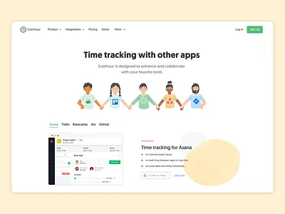 Real integration with your favorite tools character design illustration integration management project team time ui work