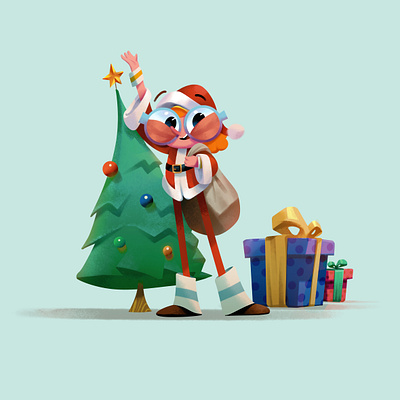 Ivy wishes you a Merry Christmas brand identity brand mascot branding character design character illustration christmas christmas tree design draw drawing graphic design hand draw illustration new year presents santa santa claus sketch vector