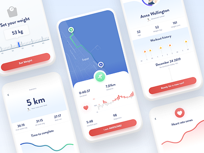 Running / Fitness app concept app fitbit fitness fitness app flat minimal mobile polar run running running app simple