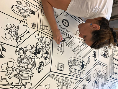 iria prol mural ilustracion ratinos 2 hand drawn handmade illustration illustration art interiors mural mural design murals posca restaurant design