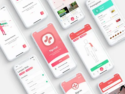 Ngobat - Healthcare App UI Concept anatomy app application design health health app healthcare medicine mobile app mobile design red shots ui ui ux
