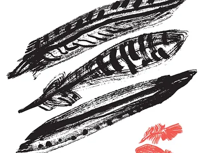 bird word expressionism illustration textile print