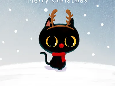 Merry Christmas! blackcat card art character christmas cute illustration