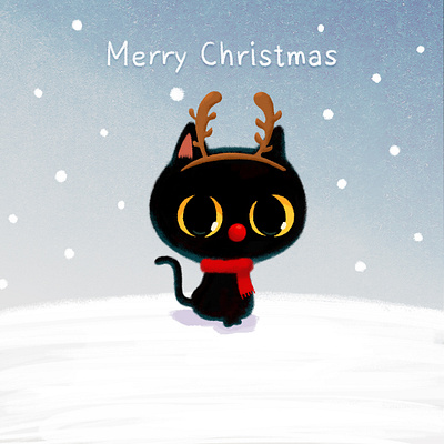 Merry Christmas! blackcat card art character christmas cute illustration