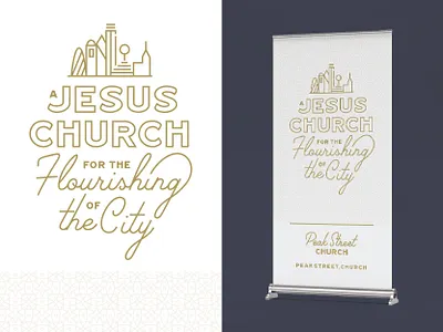 Vision Statement banner church branding dallas flourishing jesus pattern skyline