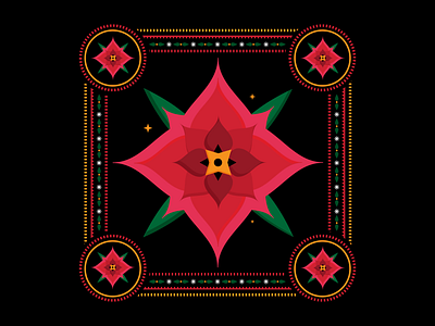 Poinsettia bandana christmas design flower geometric graphic holiday illustration illustrator pattern poinsettia snow stars winter