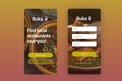 Sign Up form for restaurant app dailyui red restaurant restaurant app signup yellow