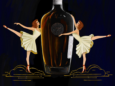 Digital painting for Saint Cloud Bourbon 1920 adobe fresco art deco bourbon liquor painting