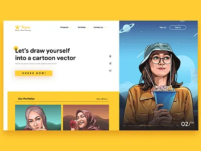 Vector Tracing - Landing Page UI Design cartoon design illustration landing page tracing ui ui design ux ux design vector web