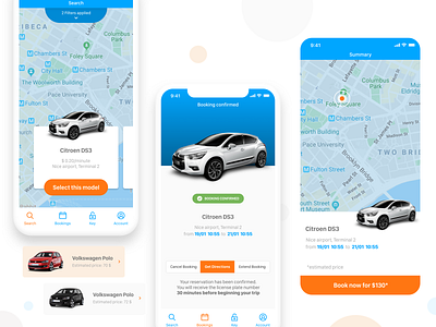 [ui & ux] Vulog - app concept app book car car share car sharing clean ui design flat minimal ui ux