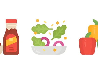 Salad design icons illustrations salad ui ux vectors vegetable