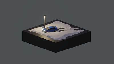Stuck in a Snowdrift blender3d car lowpoly lowpolyart orthographic snow