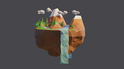 Sky Island blender3d environment island landscape lowpoly lowpolyart mountain