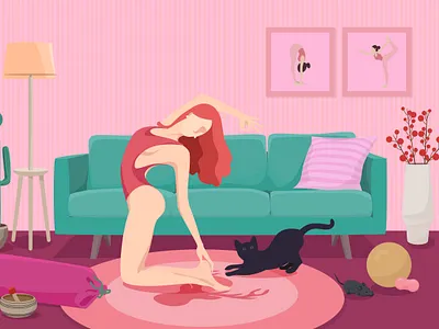 瑜伽女孩 illustration yoga yoga pose