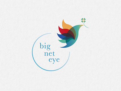 big net eye Logo Design adobe illustrator bird brand identity eco flying bird four leaf clover gradient logo minimum multicolor multiply simple vector vector art