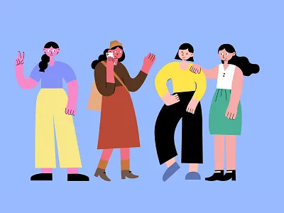 Girls illustration 女孩 手绘 插画 插画设计 纹理