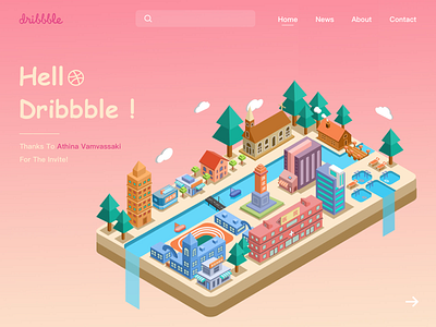 hello，dribbble。 illustration typography ui vector website