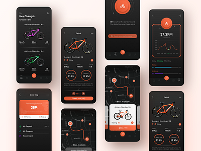 Rent a bike app branding design flat icon illustration logo typography ui ux