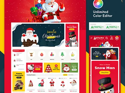 Gifty Box – Santa Christmas Shop – eCommerce Responsive Theme opencart prestashop shopify templatetrip theme woocommerce wordpress