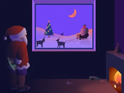 Santa might be late this year art christmas christmas tree color cool santa design drinks enjoy christmas enjoy christmas gifts illustration life merry christmas night santa santaclaus sketch snow vector window