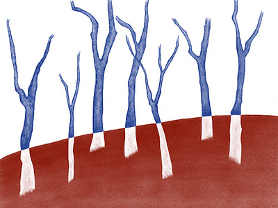 Red View-2 comic dream illustration ipad minimal minimalism red trees view