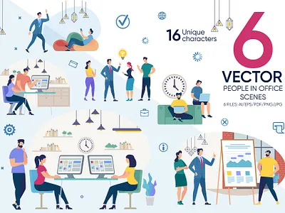 People in Office Vector Scenes boss business cartoon character corporate employee flat illustration man meeting office people presentation team teamwork vector woman work worker workplace