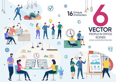 People in Office Vector Scenes boss business cartoon character corporate employee flat illustration man meeting office people presentation team teamwork vector woman work worker workplace