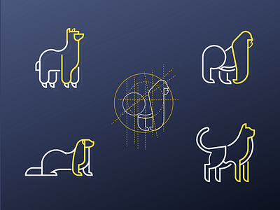 Set #1: Animal Icons alpaca animal icon animal icons animal illustration animal logo cat cat icon flat gorilla icon gorilla logo honey badger icon icon designer illustration illustrations illustrator line icon ui vector