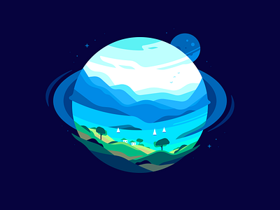 Planet bay color illustration landscape nature shape space sphere