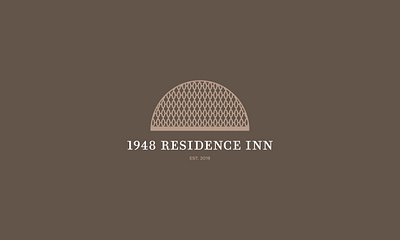 1948 Residence Inn Logo Design antique arc brand identity branding classic hotel icon inn lattice logo minimal motel rustic vintage