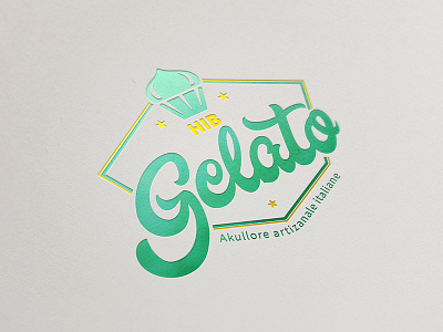 HIB Gelato Artisanal Ice Cream Logo artisanal branding design food gelato graphic design green ice cream illustration logo typography yellow