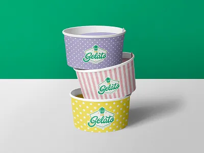 HIB Gelato Ice Cream cups artisanal branding cups design food gelato graphic design icecream illustration logo package typography